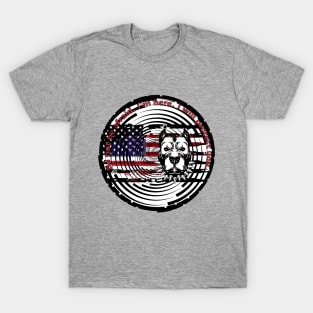 pitbull, dog, american flag T-Shirt